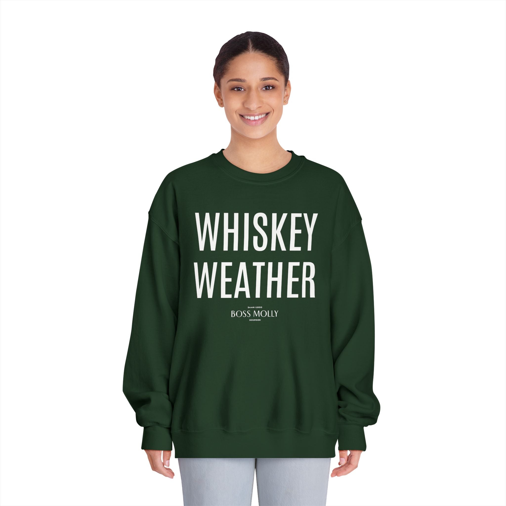 Boss Molly Unisex Whiskey Weather Sweatshirt | Cozy Crewneck for Fall, Gift for Whiskey Lovers, Casual Wear, Autumn Vibes, Men’s & Women’s Apparel